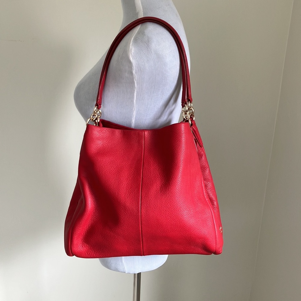 Coach Madison Phoebe Leather ShoulderBag in Red